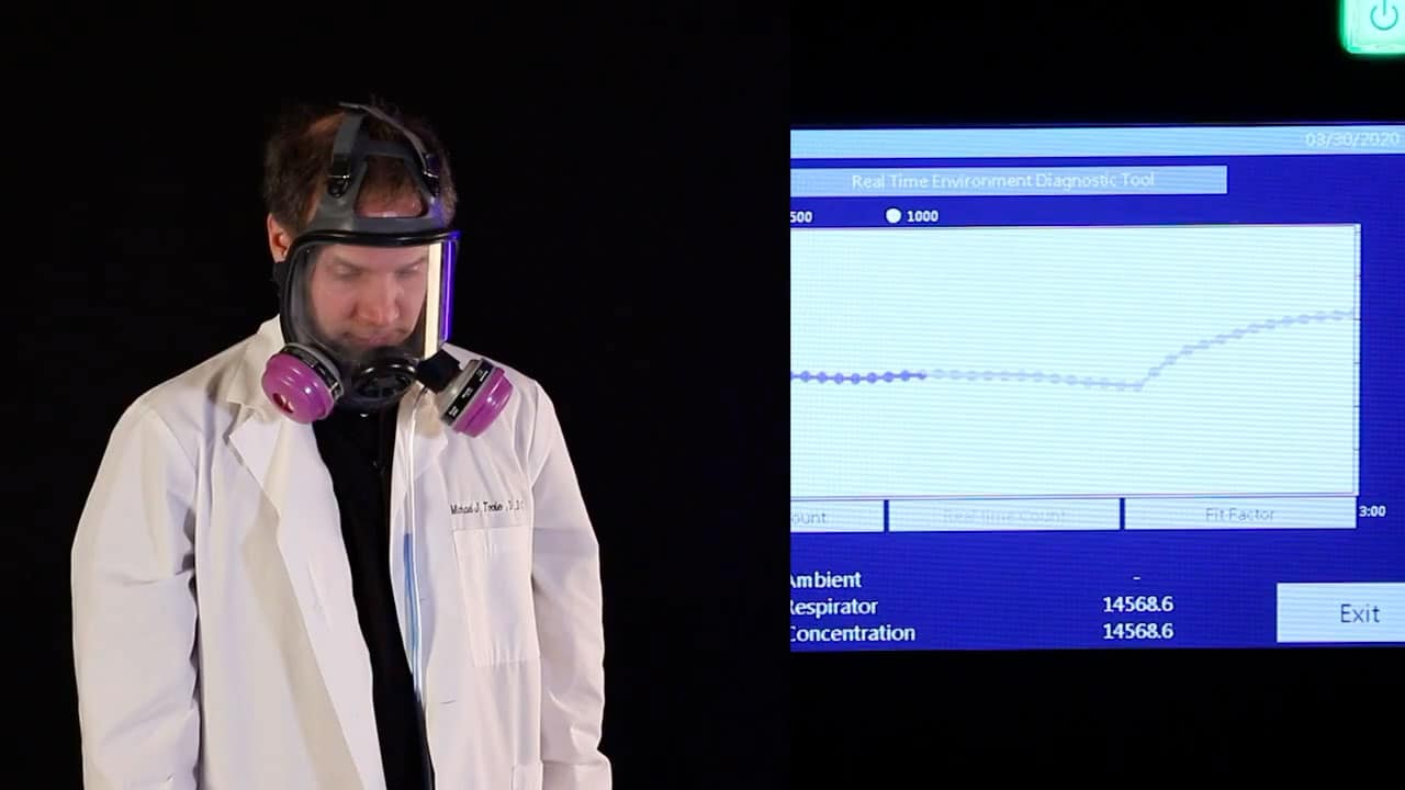 Screenshot from Video of Quantitative Fit Testing with an AccuFIT 9000 Machine